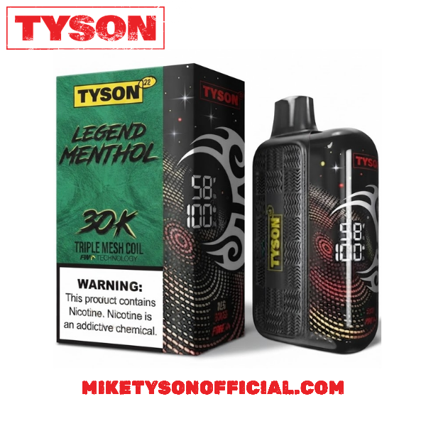 Menthol Green Tyson 2.0 legend 30k Disposable Vape - 5% Nic