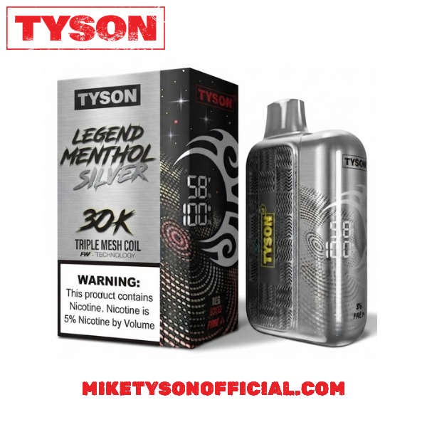 Menthol Silver Tyson 2.0 Legend 30K Disposable Vape - 5% Nic