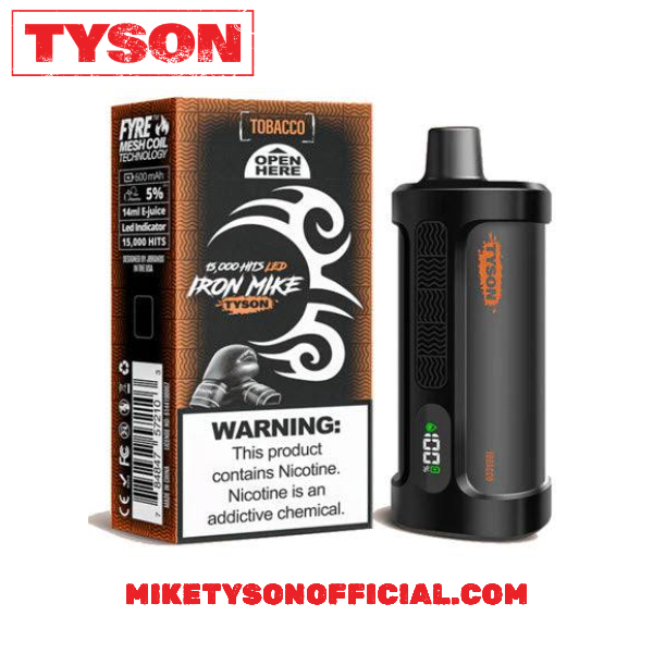 Tobacco Tyson Iron Mike 15K Puffs Disposable Vape