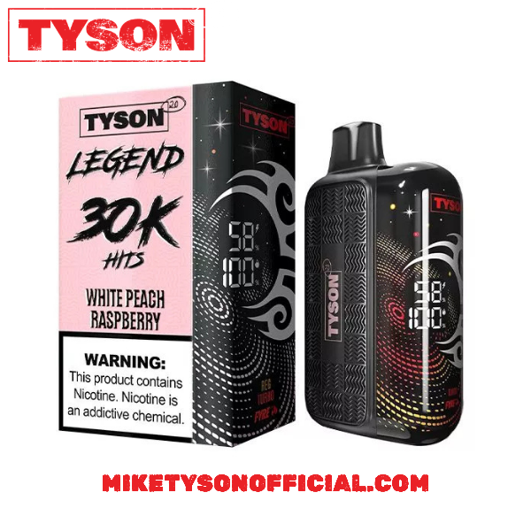 White Peach Raspberry Tyson 2.0 legend 30k Puffs Disposable Vape