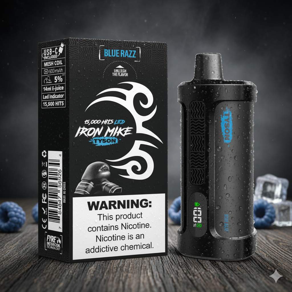 Top Iron Mike Tyson Disposable Vape Flavors Ranked 4 Blue Razz Iron Mike Tyson 2.0 15K Disposable Vape